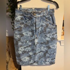 Floral Denim Skirt